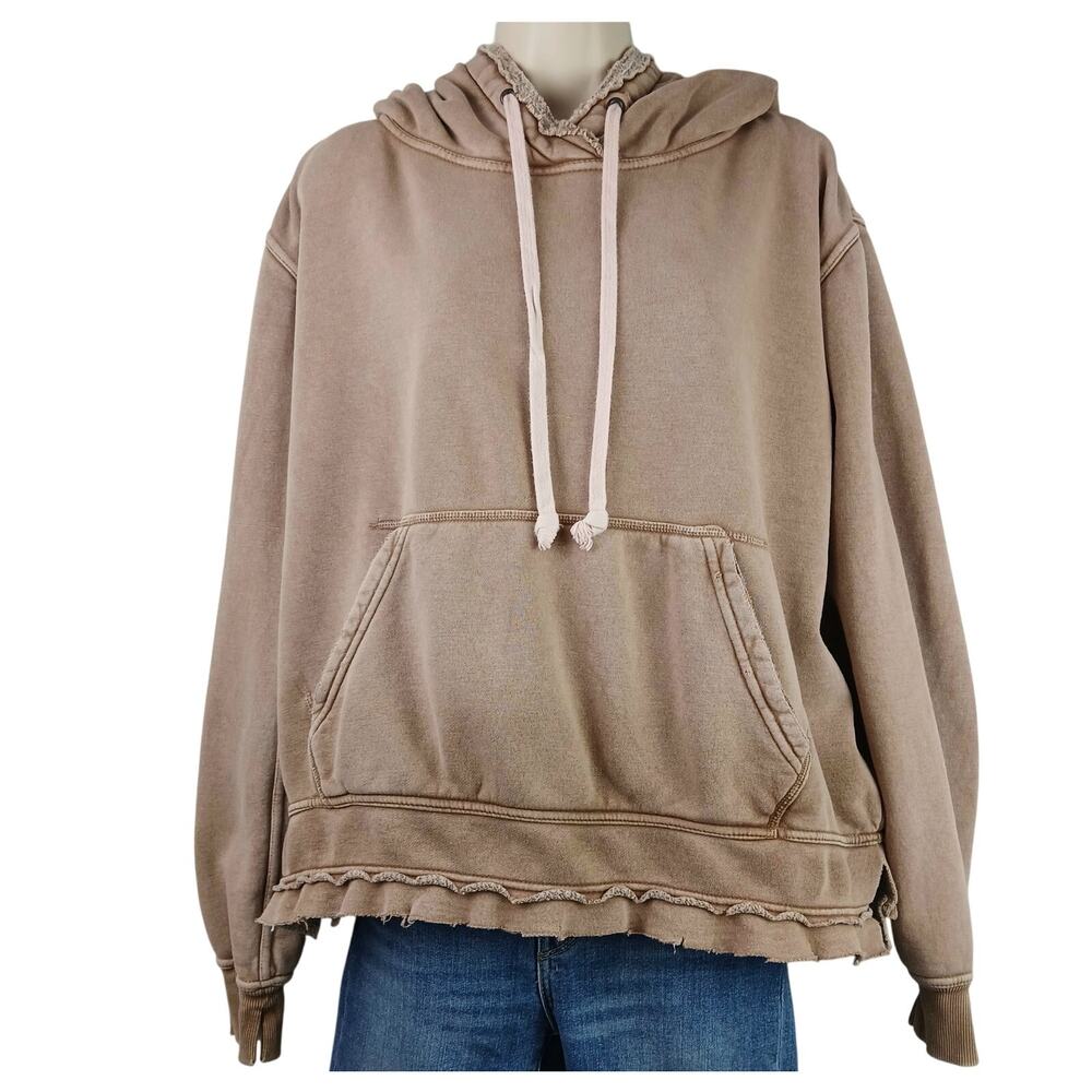 We The Free SZ S Zuma Hooded Sweatshirt Distressed Brown - Picture 2 of 7